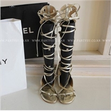 韩国partysu同款代购定制高帮绑带真皮凉鞋平底镂空凉靴现货