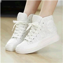 高帮休闲帆布鞋亮片骷髅头厚底女鞋松糕单鞋温州鞋一件代发