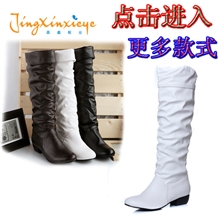 【11.18抢购】雅橡胶底保暖雪地靴低跟套筒纯色高筒靴女靴子