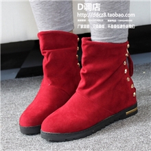 一件代发招代理2013秋冬新款马丁靴女式内增高坡跟短靴铆钉女鞋子