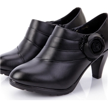 网店代理新款单鞋真皮女鞋代发深口高跟真皮职业工作鞋单鞋批发