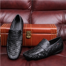 新款LIU.LDV豆豆男鞋纯皮压花舒适韩版潮流男鞋船鞋套脚男鞋皮