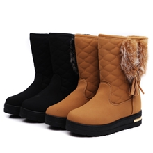 雪地靴批发时尚潮流中筒雪地靴女防水雪地靴狐狸毛保暖靴新款