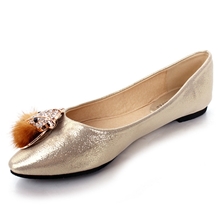 玉步之恋厂家直销镀金水钻狐狸舒适真皮单鞋平跟鞋女鞋热卖爆款