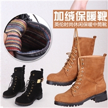 厂家直销新款英伦时尚中筒女靴保暖靴子休闲马丁靴短靴女鞋批发