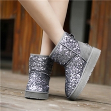 新款雪地靴女冬短筒韩版磨砂皮亮片短靴防滑保暖厚底批发