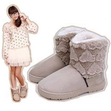 麜皮双层爱心全内毛绒绒短款地板雪地靴（加厚）F023