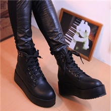2013秋季欧美复古系带马丁靴子潮圆头机车靴厚底松糕鞋铆钉短靴