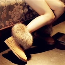 工厂直销淘宝爆款仿狐狸毛雪地靴女式短靴棉靴棉鞋批发