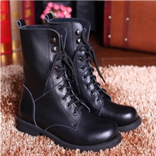 欧美秋冬季大码新款女靴机车靴军靴平跟马丁靴圆头短靴骑士靴裸靴