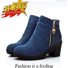 秋冬新款粗跟短靴子英伦欧美英伦加绒马丁靴女鞋保暖棉靴踝靴029