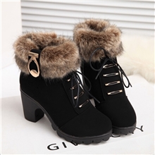 2013秋冬季高跟粗跟韩版真毛短靴马丁靴防水台女靴女鞋子