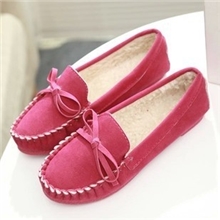 秋冬韩版牛筋底加棉磨砂皮豆豆鞋女鞋平跟蝴蝶结平底单鞋女