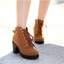 防滑鞋底皮带扣系带马丁靴粗跟高跟短靴女靴批发网店代理批发货