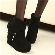2013春秋新品韩版女靴短靴内增高坡跟后系带女鞋裸靴潮流女单靴