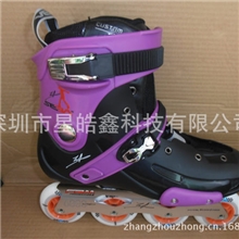 米高FRM黑紫色轮滑鞋溜冰鞋成年男女直排轮滑旱冰鞋平花鞋