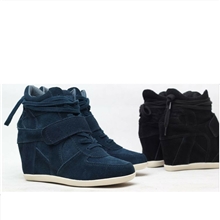 新货-A*H-磨砂皮-系带-内增高-隐形坡跟-高帮鞋-真皮休闲鞋-女鞋