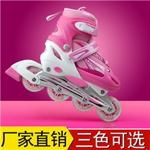 厂家批发成人直排轮儿童溜冰鞋PU轮滑鞋可调旱冰鞋8轮全闪光