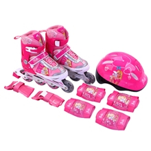 批发品牌溜冰鞋芭比轮滑鞋可调闪光旱冰鞋滑冰鞋套装正品专柜
