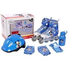 厂家正品DISNEY迪士尼蓝色米奇粉色公主轮滑套装儿童溜冰鞋套装