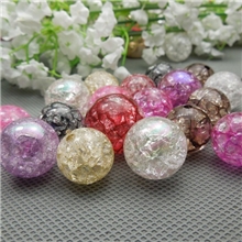 【饰品配件】8MM~30MM圆珠透明亚克力塑料裂纹爆花散珠