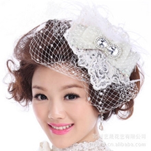 韩式蕾丝新娘饰品批发结婚水钻头饰新娘头饰发饰头花F-373