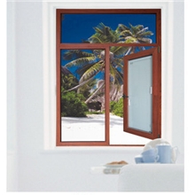 别墅铝门窗供应新款中空隔热断桥铝合金平开窗铝木窗JS-LVC-1