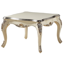 欧式大茶桌田园方茶几时尚桌子烤瓷白描金实木几桌简约茶几