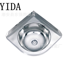 厂家供应带挡板304不锈钢水槽、三角盆、52mm下水孔S-038