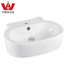 广东佛山市万居安卫浴厂陶瓷洗面盆靠墙式台式艺术盆WJA1349A