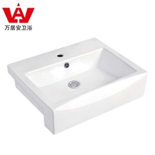 工程酒店卫浴专家半嵌入式60公分陶瓷艺术盆方形面盆WJA2244A