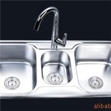 厨房三槽，不锈钢厨房洗涤槽，台上盆，201三盆