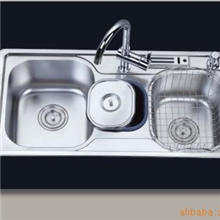 供应带刀架不锈钢水槽,厨房不锈钢双盆不锈钢星盆