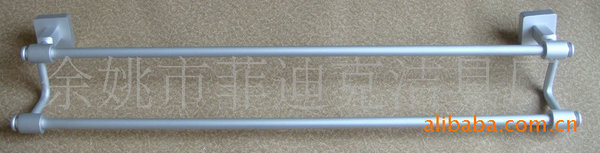 厂家直销全太空铝双杆毛巾架/62011正方形底座铝合金双杆