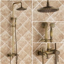 欧式全铜仿古三档经典淋浴花洒套装升降1063F沐标卫浴花洒批发
