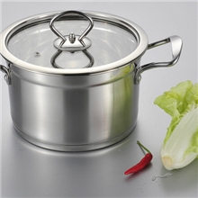 爆款德式顶级不锈钢直角汤锅加厚复底双耳火锅电磁炉厨房锅具