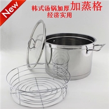 顶级不锈钢直角汤锅双柄韩式平底锅电磁炉锅煮锅火锅双耳锅