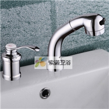 分体式二双联孔洗脸洗头抽拉式面盆台盘水龙头冷热可伸缩带花洒