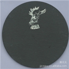 长期供应黑色板岩杯垫石板圆形杯垫石头杯垫