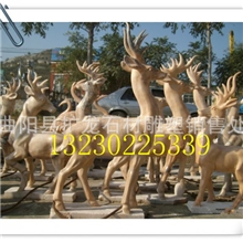 石雕小鹿晚霞红小鹿汉白玉群鹿石雕仙鹤晚霞红鲤鱼