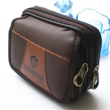 男士双拉链迷你手机包潮男多功双层能双层手机腰包烟包批发