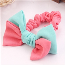 红蓝格批发韩版头饰发饰时尚唯美夏季双色雪纺蝴蝶结发圈头圈