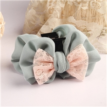 红蓝格批发韩版头饰发饰时尚个性双色双层雪纺蕾丝高档爪夹发夹