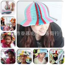 批发魔术花瓶帽/时尚百变纸帽子/环保花瓶遮阳帽/旅游景区热销