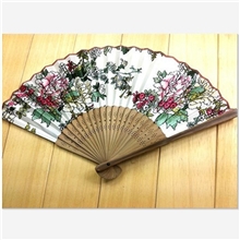 A011批发供应最新款复古绸布折叠扇子木质扇子做工精细