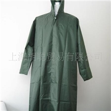 厂家直销军绿色草绿色连体风衣式雨衣雨披尼龙绸加厚风雨衣防雨服