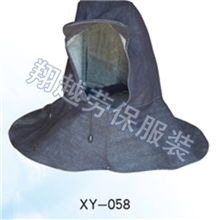 供应牛仔防尘帽披肩帽风帽套头帽耐磨牛仔布劳保用品