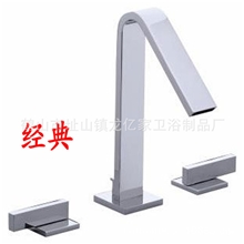 全铜镀铬面盆龙头/金色三件套面盆龙头/钛金分体三孔龙头