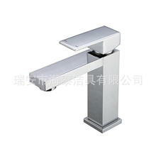 专业代加工工厂生产高品质四方铜棒拼接单孔冷热混合面盆水龙头