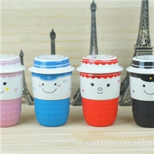 新品陶瓷批发-创意时尚儿童杯/带盖硅胶杯/饮水杯/随手杯/卡通杯